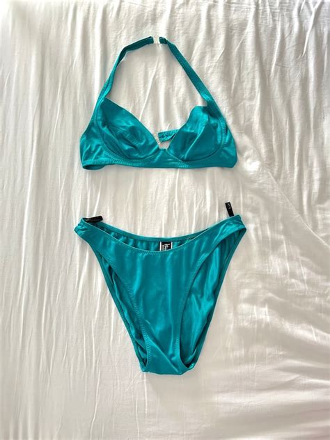 burberry bukini|Burberry turquoise lindy swimsuit.